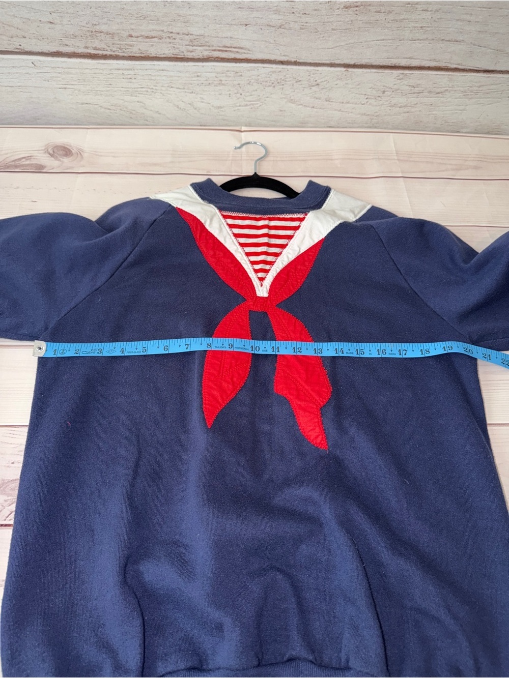 Vintage Jerzees USA Handmade Sailor Navy Red White Nautical Pullover L - Picture 6 of 7